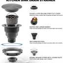 3 1/2" Kitchen Sink Drain Kit Replacement Sink Drain Assembly Removable 304 Stainless Steel Deepen Sink Strainer Basket with Sealing Cover for Kitchen Laundry Room RV (Black)