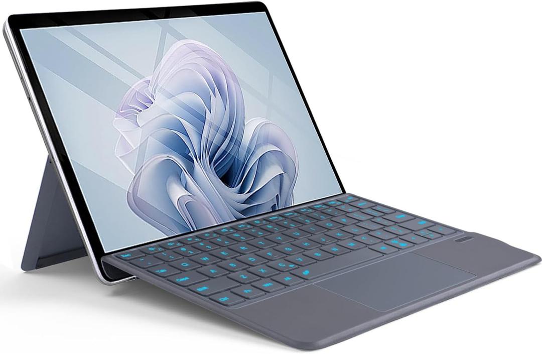Backlit Keyboard for Surface Go 4/3/2/1, 7 Colors Font Backlight Detachable Wireless Type Cover With Trackpad Compatible With Microsoft Surface Go 4 2023 / 3 2021 / 2 2020 / 2018