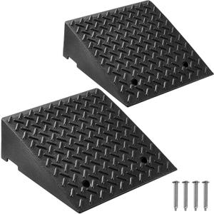 VEVOR Rubber Curb Ramps, 2 Pack, 7 Rise Height, 19.3" L x 19.3" W, Driveway Ramps with Drainage Tank, 7000 lbs Load Capacity, Suitable for Wheelchairs, Strollers, Motorcycles, Cars, Lawn Mowers