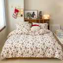 Erwinmu Christmas Comforter Set Queen Size, Christmas Bed Set with Reindeer Stars Red Bedding Set for Holiday, 3 Pieces 1 Super Soft Comforter and 2 Pillowcase