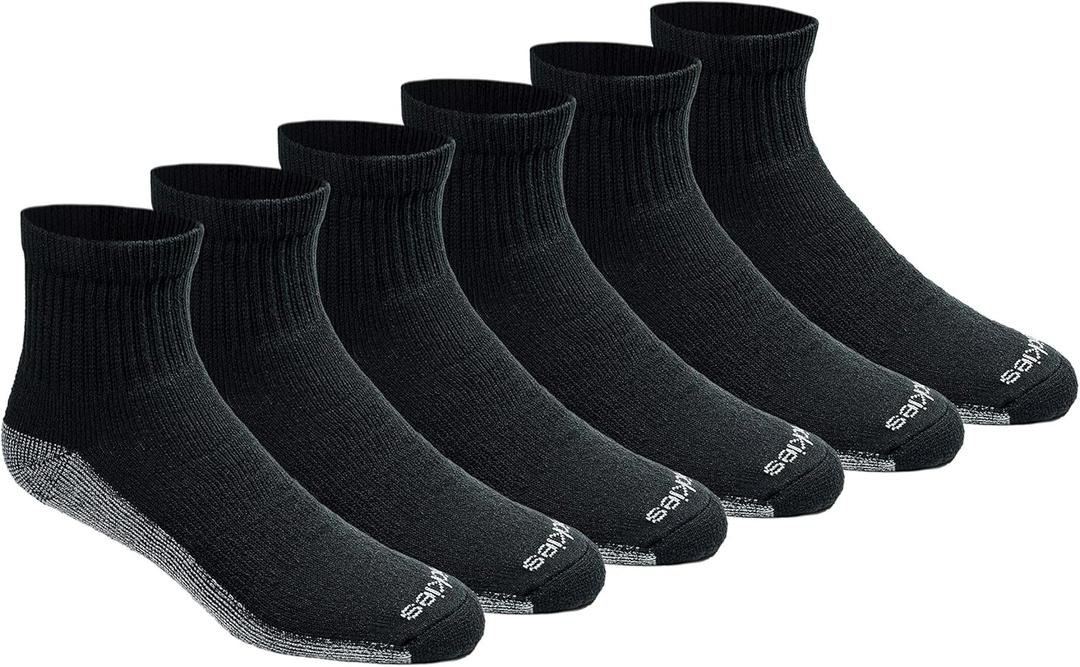 Dickies Men's Dri-Tech Moisture Control Quarter Socks (6, 12, 18 Pairs), Black (6 Pairs), X-Large
