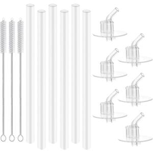 Marbe 6pack Replacement Straws for Thermos Funtainer Bottle, Straws Stem Set with Cleaning BrushesSafe to use for Adult/Children (6 Straws+3 Cleaning Brushes),White