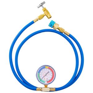 R1234YF Refrigerant Charge Hose Kit with R1234YF Self-Sealing Can Opener, R1234YF Low Side Quick Coupler, with 1/2 LH Can Tap Opener Low Pressure Gauge and 59'' Recharge Hose