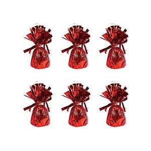 Beistle Metallic Plastic Wrapped Balloon Weight Holders For Birthday Party Decorations, Red - 6 Piece