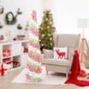 4 x 5FT Artificial Pencil Christmas Tree, Red Green White Pop Up Small Christmas Tinsel Tree, for Home Holiday Porch Fireplace Xmas Indoor Party Decoration.