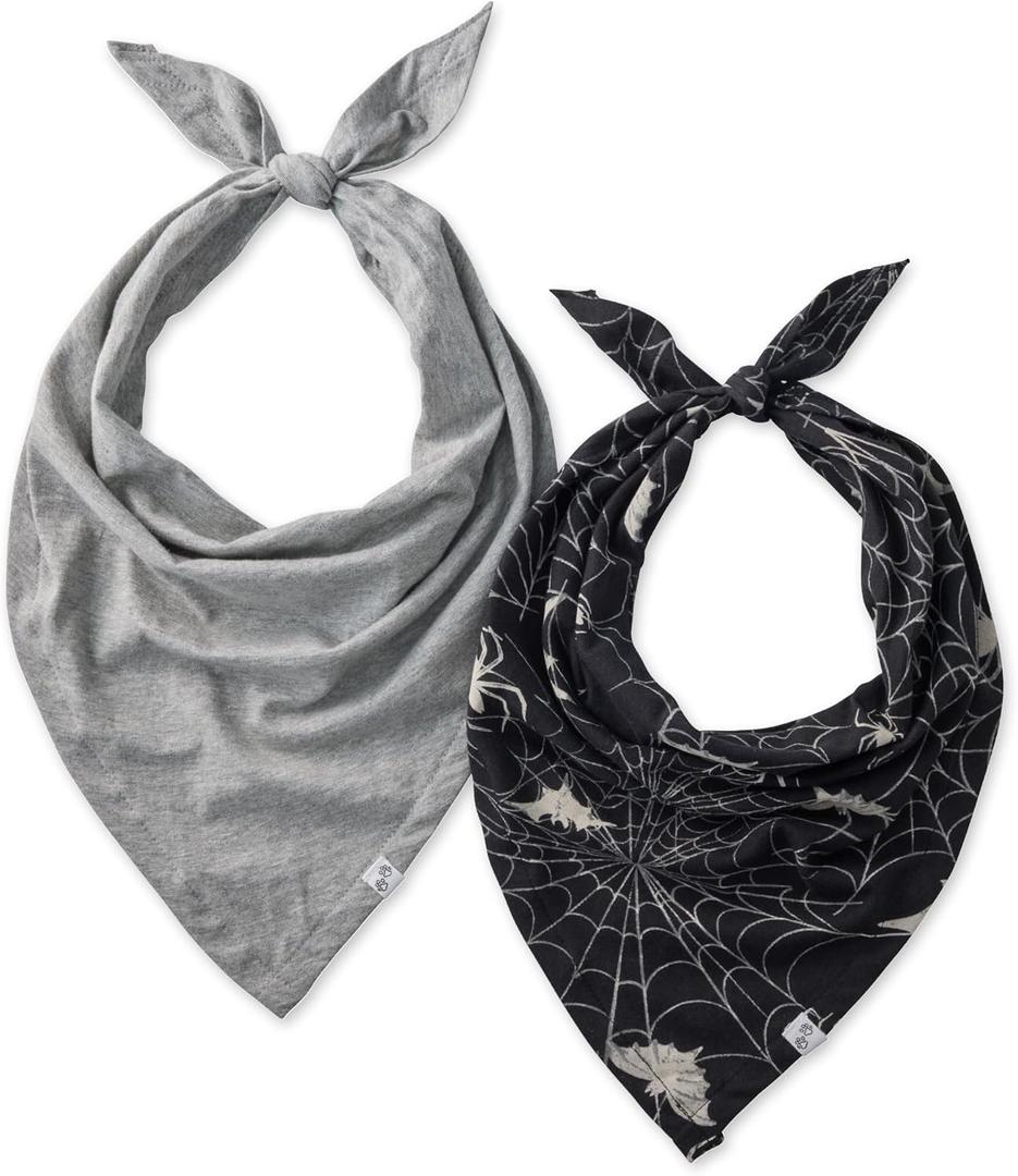 Pet Passion Bandit - The PET Bandana 100% Organic Cotton Pet Bandanas Clothes for Dogs, 2-Pack Batty Black, X-Small/Small