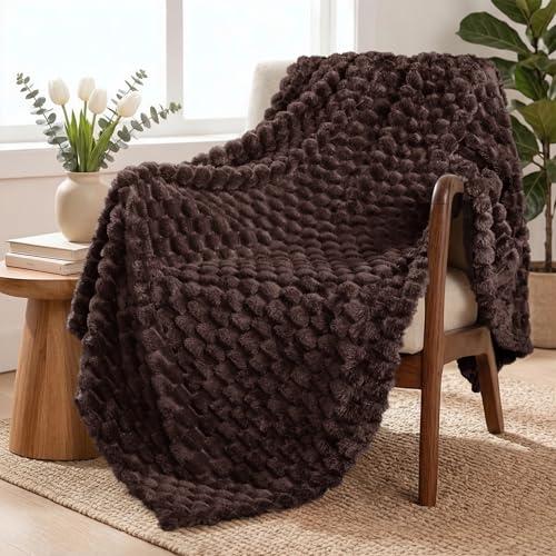 Exclusivo Mezcla Fleece Throw Blanket for Couch, Extra Large Fuzzy Coffee Bed Blankets, Soft Cozy Plush Sofa Throws for All Seasons, 50x70 Inches