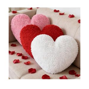 Cumule 3Pcs Valentine's Day Heart Pillows Plush Large Love Heart Pillows Red Ivory Pink Pillows for Valentines Day Living Room Bedroom Decor