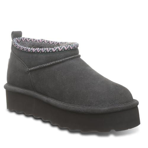 BEARPAW Women's Retro Super Shorty Deco Graphite Size 9 | Women's Ankle Boot | Slip On Boot | Comfortable Winter Boot