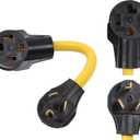 ONETAK NEMA 10-30P to 14-30R 120V/240V 30 Amp 3 Prong Male Plug to 4 Prong Female Outlet Receptacle RV Dryer Generator Power Cord Adapter Connector