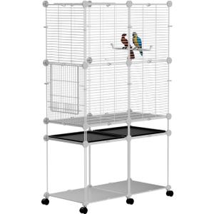 STILLCOVE Standing Large Bird Cage, Parakeet Cage with Detachable Stand & Wheels, Wide Flight Birdcage for Parrot Cockatiel Conure Budgie Canary Finch Lovebird