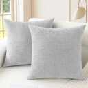 CaliTime Throw Pillow Covers Decorative 24 X 24 Inches Pack of 2 Cozy Chenille Cushion Cases for Couch Sofa Bed Living Room Home Moonbeam Gray 