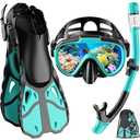 Vengreedo Snorkel Set with Fins for Adults, Snorkeling Gear for Adults Men and Women, Snorkle, Mask Set Dry Top Snorkel Mask Combo Set with Travel Bag for Snorkeling, Diving, Swimming, S/M