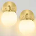 Frosted Wall Sconce Set of Two, Mid Century Brass Bathroom Sconce, Modern Gold Vanity Light, Brushed Gold Sconce Lighting