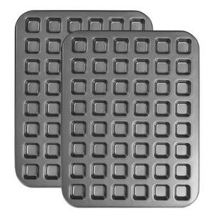 Biubumtu 2-Piece 48 Cup Steel Mini Muffin Pan – Non-Stick Bakeware Mini Cupcake Tin(Square