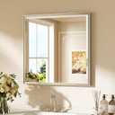 Keonjinn 30"x30" Square Brushed Nickel Bathroom Mirrors, HD Tempered Glass