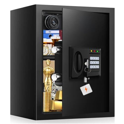 3.3 Cuft Large Fireproof Safe for Home, Home Safety Box Fireproof Waterproof with Electronic Keypad and Spare Keys, Anti-theft Digital Security Safe for Money Medicine Valuables