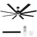 LITBM 72" Ceiling Fans with Light and Remote, Energy Saving Super Quiet 6-Speed Ceiling Fan with 3CCT Dimmable Light for Farmhouse Gym Garage Indoor Outdoor, 8 Aluminum Blades, Reversible, Black