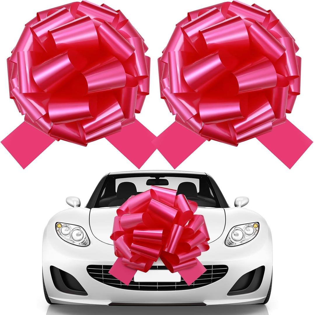 Giegxin 2 Sets Large Car Bows 14 Inch Big Bow for Present Giant Gift Wrapping Valentine's Wedding Birthday Present Cars Appliances Bikes Table Decorations New Houses Party Events(Pink)