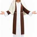 Joseph Costume for Mens, Adults Shepherd Cosplay Jesus Robe Biblical Religious Outfits with Headpiece Halloween XL