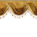 VOGOL Soft Velvet Waterfall Valances for Kitchen Windows, Gold Vintage Style Swag Curtains Valance with Luxury Tassels, Rod Pocket Drapes for Living Room,1 Panel (Yellow, W79)
