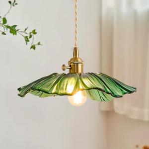 Pendant Light Kitchen Lights Glass Hanging Light Fixture Folwer Light Pendant Lights Modern Lighting for Bedroom Kitchen Hallway Bathroom Green Sunflower