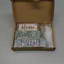 Moucuny 4 Pcs Wooden Farmhouse Tabletop Decor Rustic Home Tiered Tray Decor Decorative Highland Cow Home Eucalyptus Block Signs Gift Farmhouse Table Decoration for Kitchen Shelf(Eucalyptus)