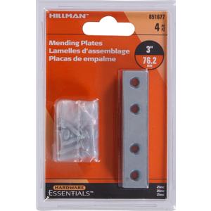Hardware Essentials 851677 Mending Plates Zinc 3" x 5/8" - 4 Pack
