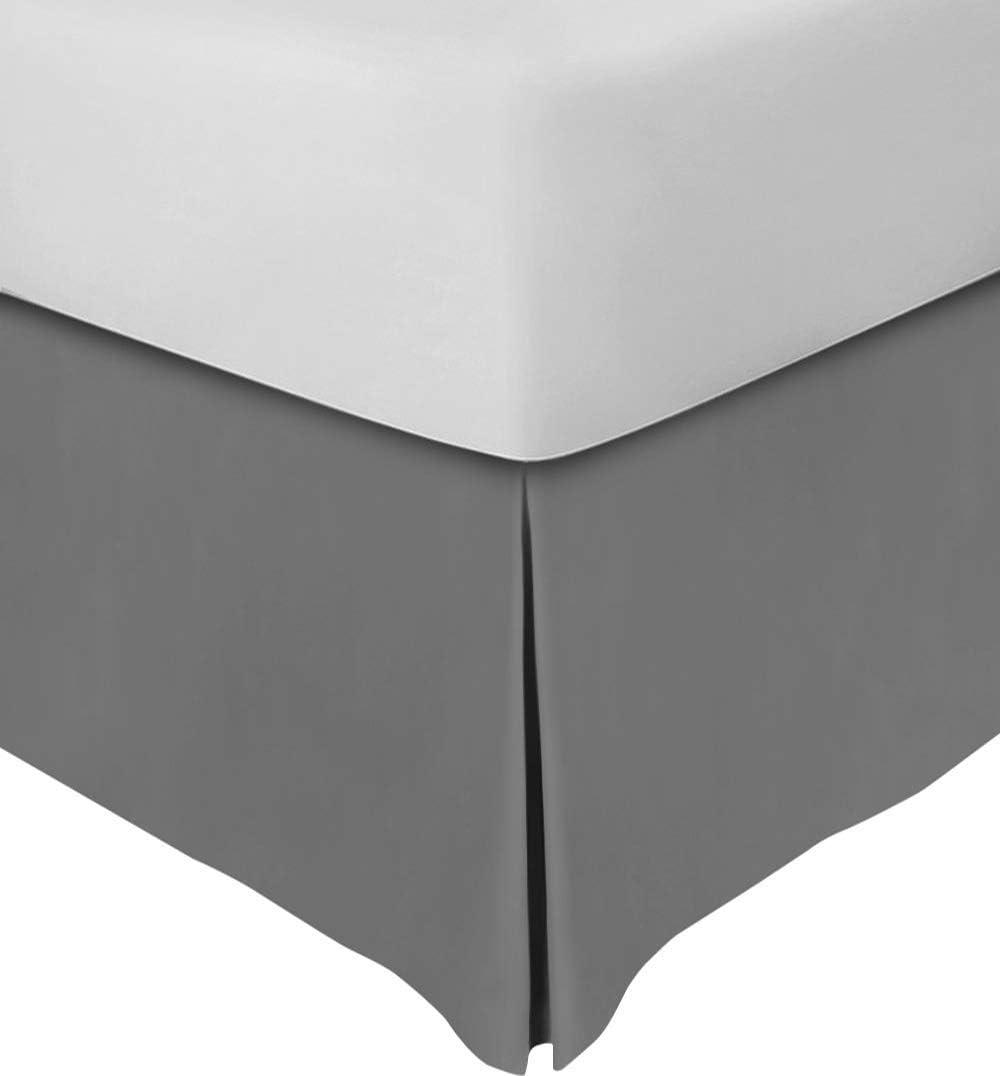 Split Corner Bed Skirt 18 Inch Drop King Size 100% Natural Cotton Wrinkle and Fade Resistant King Size, Dark Grey Solid
