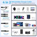 4 in 2 Retractable Charging Cable 4A,2Pack 4Ft Multi Chargers for All Devices,USBC Charging Cable with A/C to Type C/L/Micro USB Ports Universal Multiple USB Cable for iPhone Series/Samsung/Tablets/PS