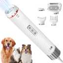 Discala Dog Dryer, Dog Grooming Blow Dryer Kit with Slicker Brush for Pet, High Velocity Blow Dryer for Dogs with Adjustable Speed and Temperature for Dog Grooming Supplies and Home Use, White