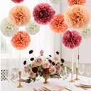 Feifeiya 13 Pcs Boho Blush Pink Tissue Paper Pom Poms Party Decorations for Birthday Party Baby Shower Wedding Engagement Bridal Shower Spring Dots Paper Garland String Hanging Assorted Size 8" to 12"