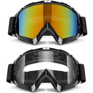 Lievermo Motorcycle ATV Dirt Bike 2-Pack Motocross Ski Goggles MX Riding UTV Helmet Offroad Dustproof Glasses