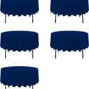 BRILLMAX 5 Pack Navy Blue Round Tablecloths - Circle Bulk Linen Polyester Fabric Washable Cloth Cover for Wedding Reception Banquet Birthday Party Buffet