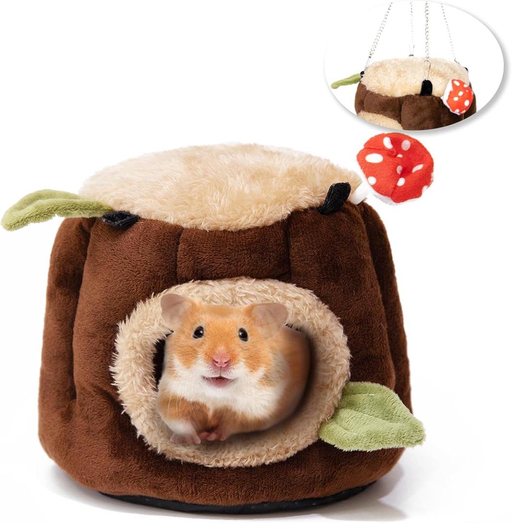 Guinea Pig Hideout Hamster Cage Accessories,Stump Style Soft Washable Hedgehog,Ferret,Rat Hammock for Cage,Chinchilla,Ferret, Bunny Bed,Small Animal Houses & Habitats (Small)