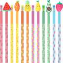 Leinuosen 30 Scented Cartoon Fruit Pencil Toppers with 12 Eraser