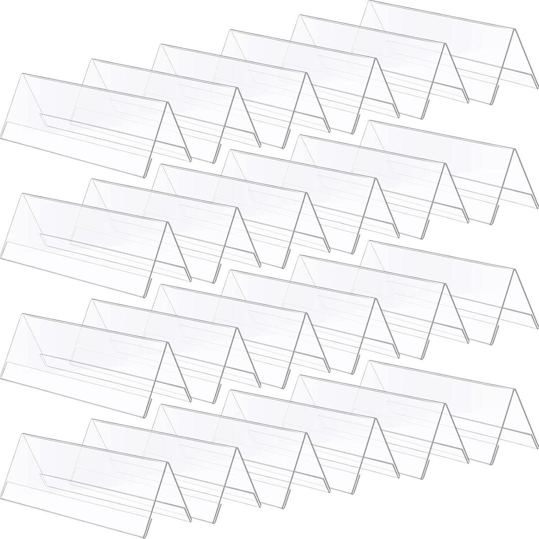 24 Pack Clear Plastic Name Plates for Desk 8.5 x 3 Acrylic Wall Name Plate Holder Desk Sign Frame for Table Display Blank Nameplate for Office Business Conference Meetingroom Student School Classroom