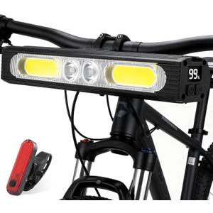 Bike Light for Night Riding, 1500 Lumens High&Low Beam Front Light, OLED Display USB-C Rechargeable Bicycle Light, IPX6 Waterproof Ebike Headlight with Tail Light for MTB,Off-Road,City Riding