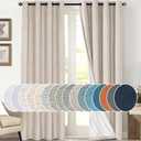 PrinceDeco Linen Blackout Curtains for Bedroom 108 Inches Long Thermal Insulated Textured Blackout Curtains for Living Room Grommet Heat and Full Light Blocking Drapes 2 Panels, Natural, 52x108 Inch