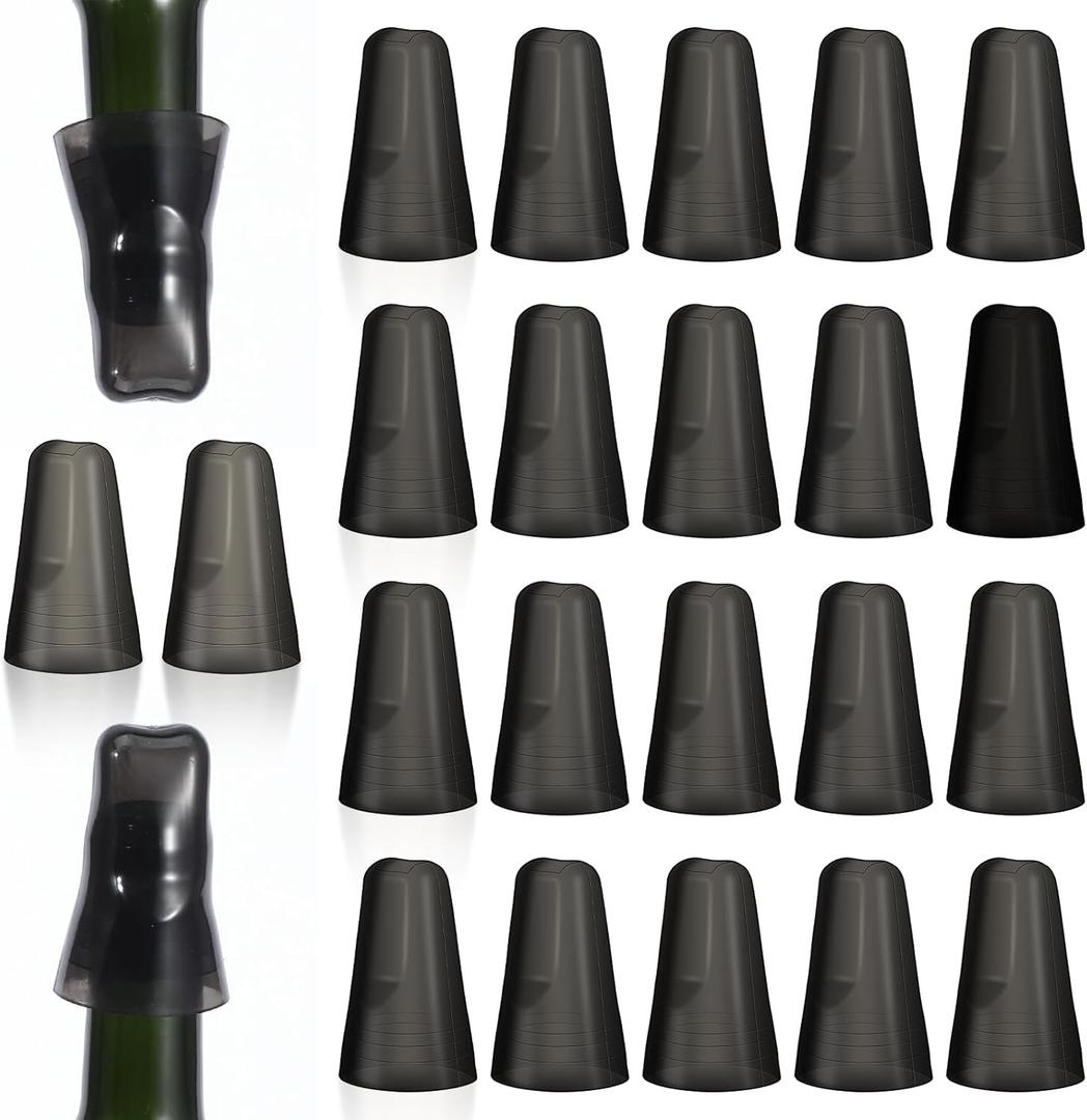 24 Pieces Translucent Liquor Pourer Covers Universal Bottle Pour Dispenser Liquor Bottle Covers Liquor Bottle Covers Bottle Cover Dust for Home Kitchen Tools Supplies (Black)