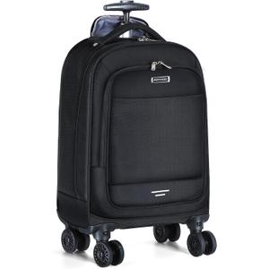 Ponhog Rolling Backpack, 15.6 inch Laptop Backpack with 4 Spinner Wheels, Carry on Travel Backpack Water Resistant Wheeled Backpacks for Women Men Suitable for Overnight College Work, Black