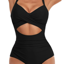 Eomenie Women's One Piece Swimsuits Tummy Control Cutout High Waisted Bathing Suit Wrap Tie Back 1 Piece Swimsuit Large
