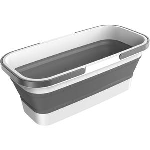 Long Plastic Rectangular Handy Baskets/Mop Buckets (Collapsible Buckets 01-Grey)