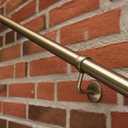 ROTHLEY Metal Stair Railing Handrail: 11.8FT Stainless Steel Hand Railings for Stairs Outdoor Indoor Wall Mount Stair Handrail Complete Kit 1.6" Round Hand Rail for Elderly & Kids (Antique Brass)