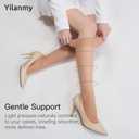Yilanmy 3 Pairs Sheer Compression Socks for Women 8-10 mmHg Knee High Stockings Support Work Office Travel Daily Wear (S)