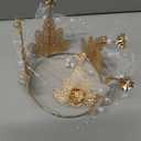 Flowers Mesh Pearls Crown Cake Topper For Weddings, Parties, Costume, Cosplay, Photography Prop
