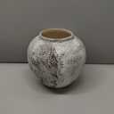 Rustic Distressed Large Ceramic Vase, 8.6 inch Terracotta Pottery Tall Decorative Vases, Concrete Vases Clay Stone Antique Big Vase for Home Decor (Round 8.6 in X 8 in) (Brown+white)