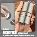 Portable Manual Coffee Grinder - Conical Burr with 5 Adjustable Settings for Smooth Grinding, Perfect for Espresso Enthusiasts at Home, Office, or Camping (Silver Ceramic Burr)