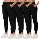 CAMPSNAIL 4 Pack Joggers for Women - Sweatpants with Pockets Lightweight Comfy Yoga Pants for Workout Travel Lounge XL