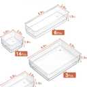 SMARTAKE 37-Piece Drawer Organizer with Non-Slip Silicone Pads, 4-Size Desk Drawer Organizer Trays Storage Tray for Makeup, Jewelries, Utensils in Bedroom Dresser, Office and Kitchen (Clear)